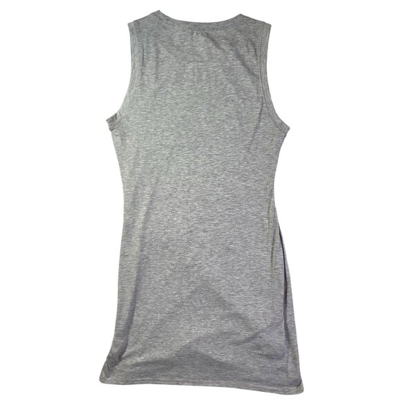 Bodycon Mini Dress Womens L Heather Grey Sleeveless  Ruched Side Soft Stretchy - Picture 5 of 7